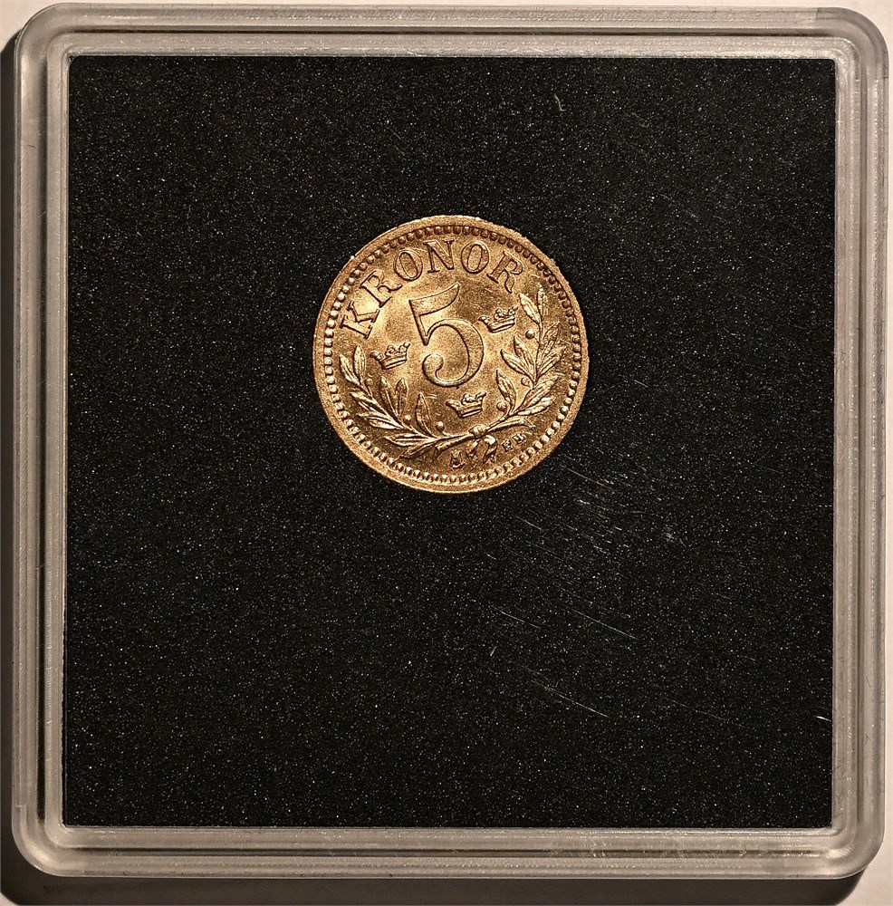 Sverige 5 kroner 1886 kv. 0/01