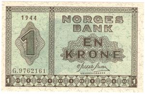 1 krone 1944 G.9762161. Kv.0