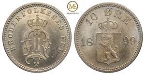 10 øre 1899 Oscar II. Prakt eksemplar