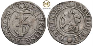 1 mark 1654 Frederik III. Kv.1/1+