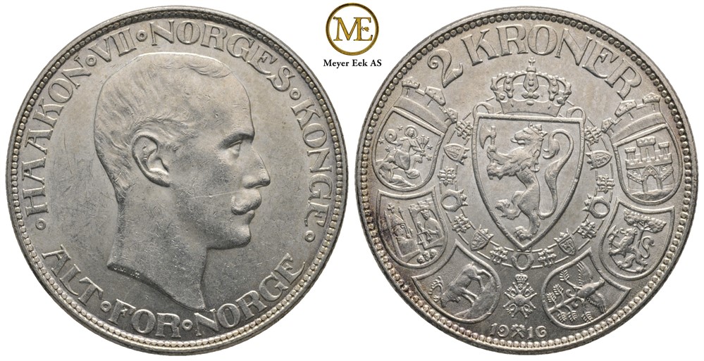 2 kroner 1916 Haakon VII. Kv.0/01