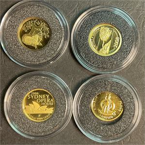 4 mini gullmynter proof til sammen 4,974 g 99,9 au