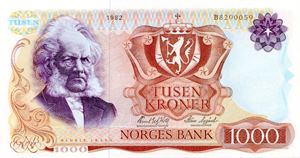 1000 kroner 1982 B ex. Skanfil 22.4.21