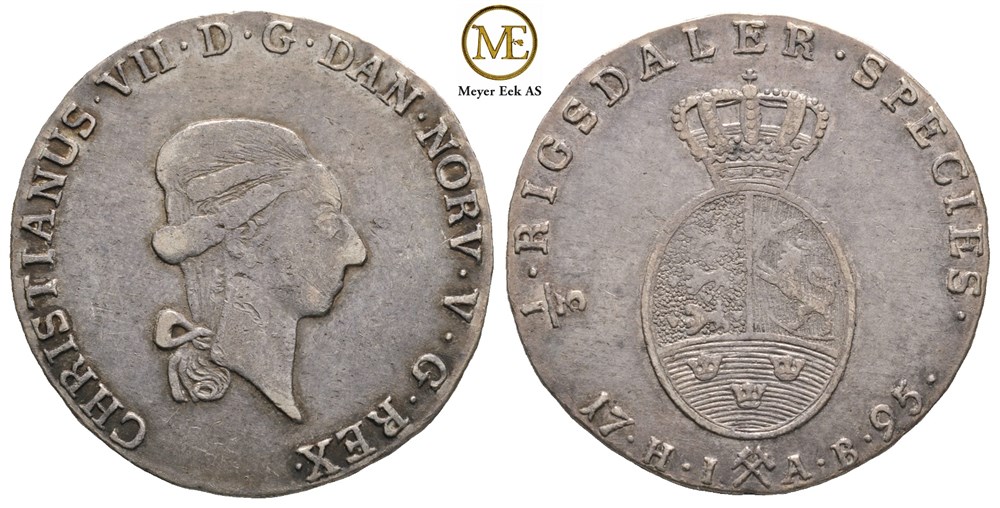 1/3 speciedaler 1795 Christian VII. Kv.1/1+