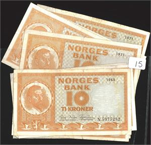 10 kr 1968N,69T,69U,69V,70Æ,71Å,71Å,71B,71C, vk