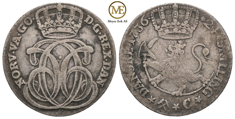 24 skilling 1736 Christian VI. Kv.1