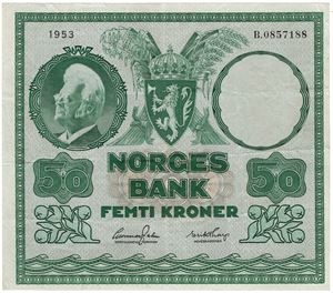 50 kroner 1953 B.0857188. Kv.1