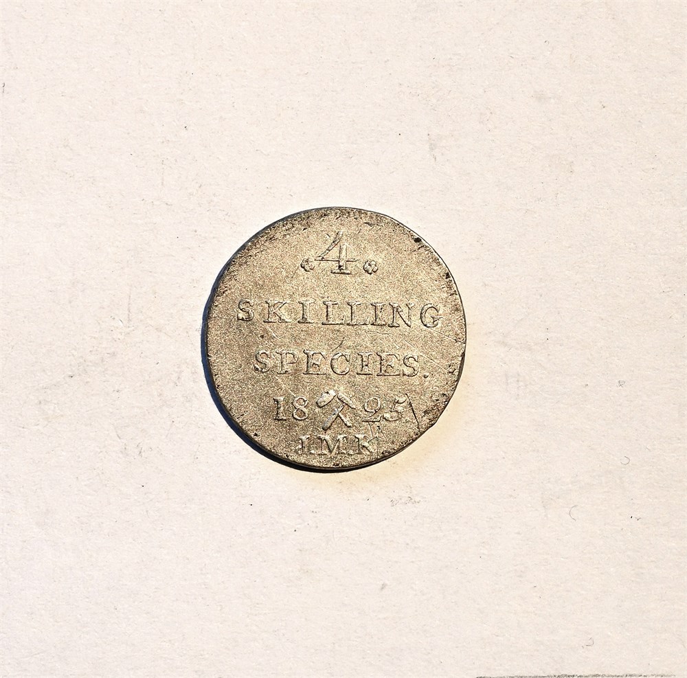 Norge 4 skilling 1825 kv. 1+/01