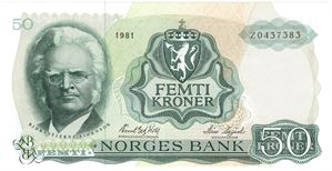 50 kroner 1981 Z. Erstatningsseddel. Kv.0