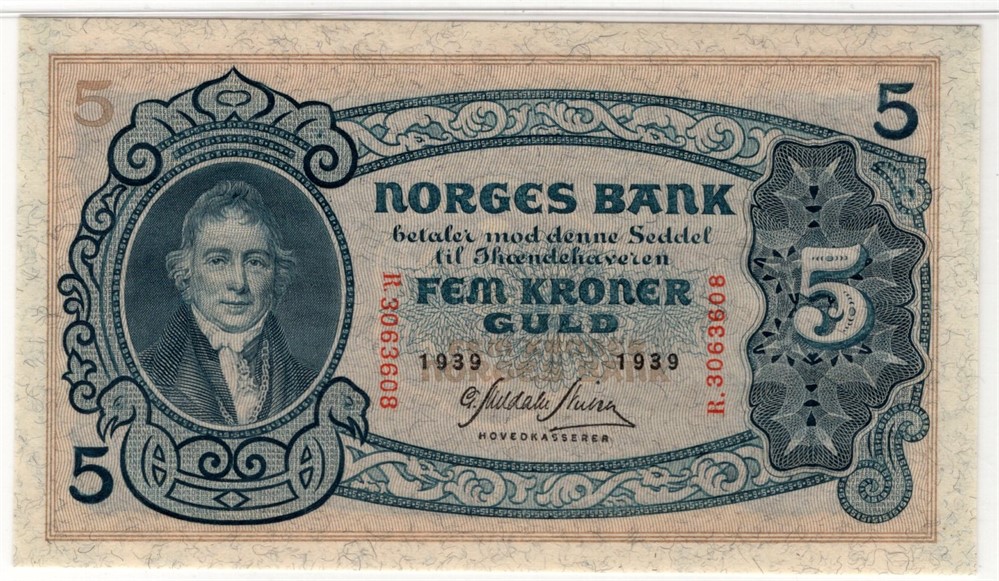 5 kroner 1939 R. Kv.0