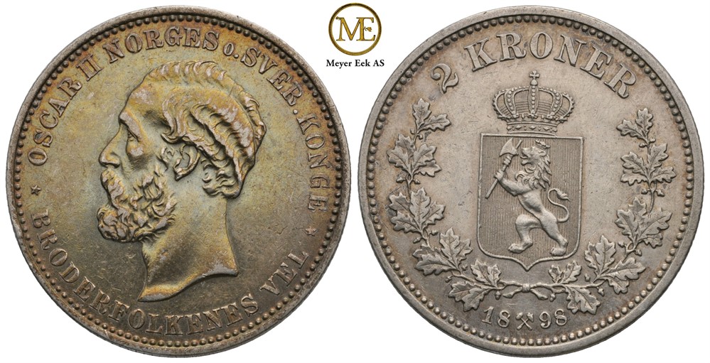 2 kroner 1898 Oscar II. Kv.01