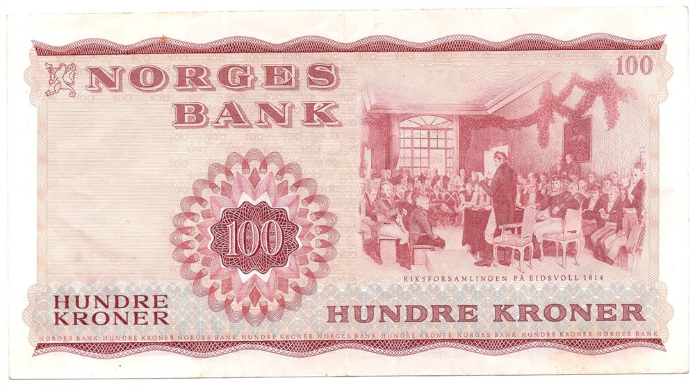 100 kroner 1975 Z. Erstatningsseddel. Kv.1/1+