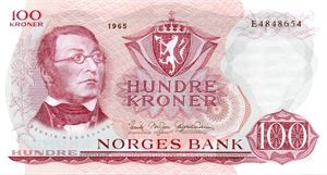 100 kroner 1965 E ex. Skanfil 19.1.18