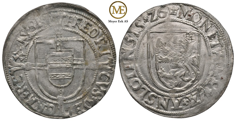 Skilling 1526 Frederik I (1524-1533) Kv.0/01