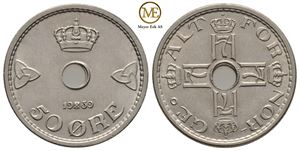 50 øre 1939 Haakon VII. Kv.0