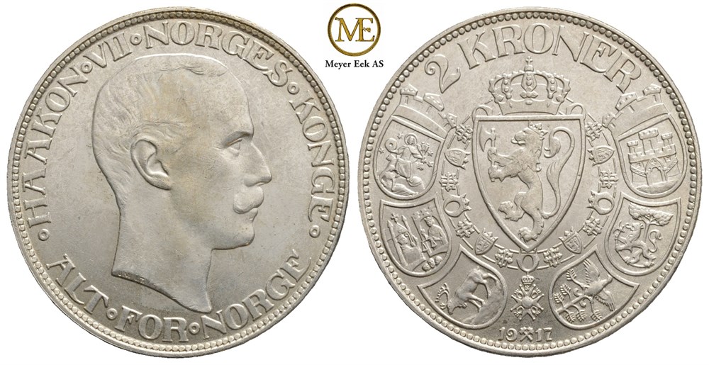 2 kroner 1917 Haakon VII. Kv.0