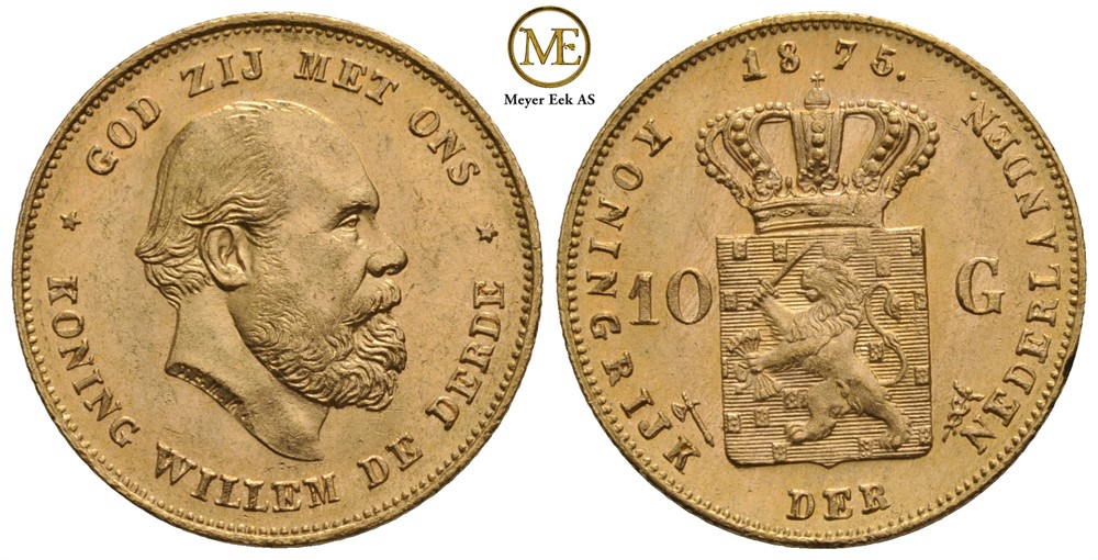 10 gylden 1875 Willem III. Kv.0/01