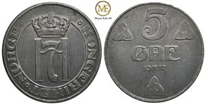 5 øre 1917 Haakon VII. Kv.0