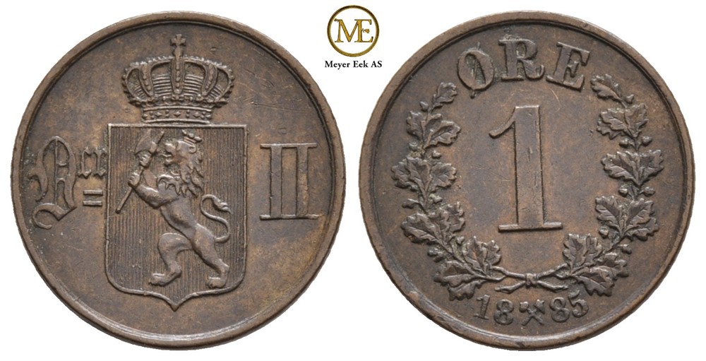 1 øre 1885 Oscar II. Kv.01