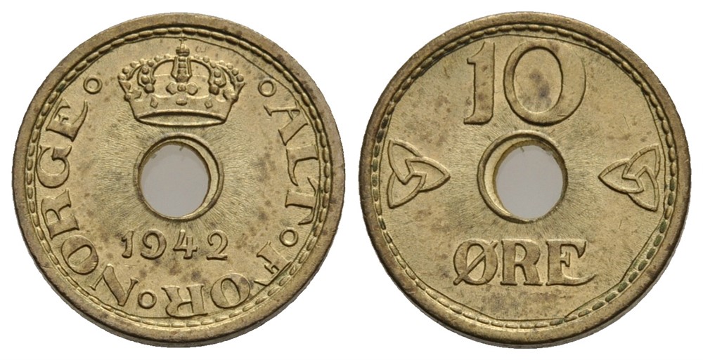 10 øre 1942 Haakon VII. London utg. Kv.0/01