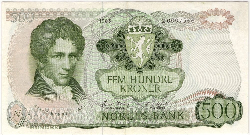 500 kroner 1985 Z.00977366 erstatningsseddel. Kv.1+/01