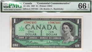 1 dollar 1967 Canada. 66 EPQ. Kv.0