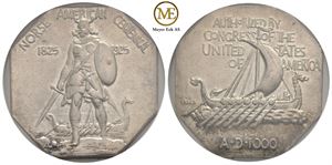 Norse-American centennial 1925. Sølv. 30 mm. Tykk blankett. Kv.0
