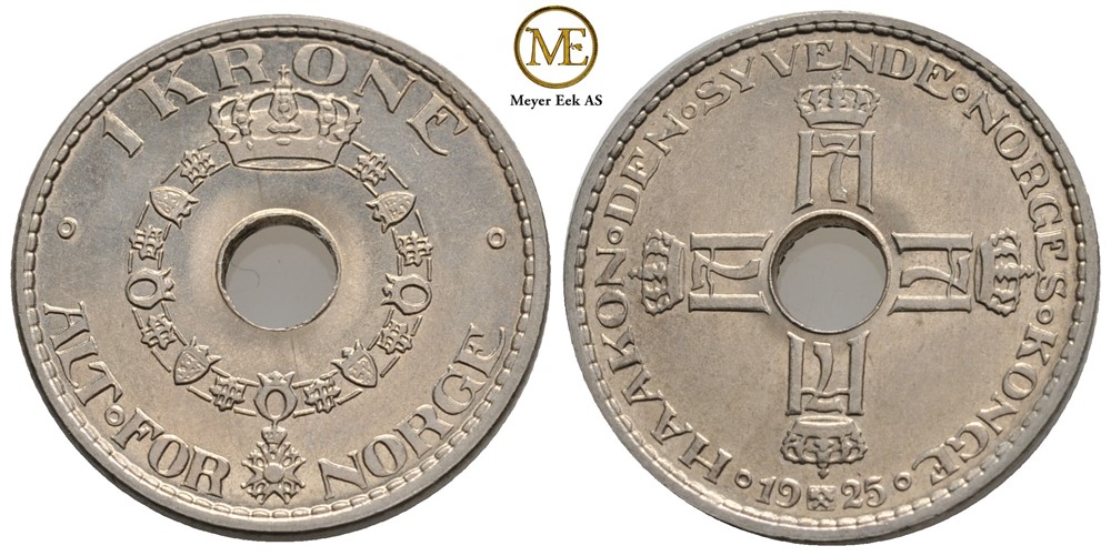 1 krone 1925 Haakon VII. Prakt eksemplar.