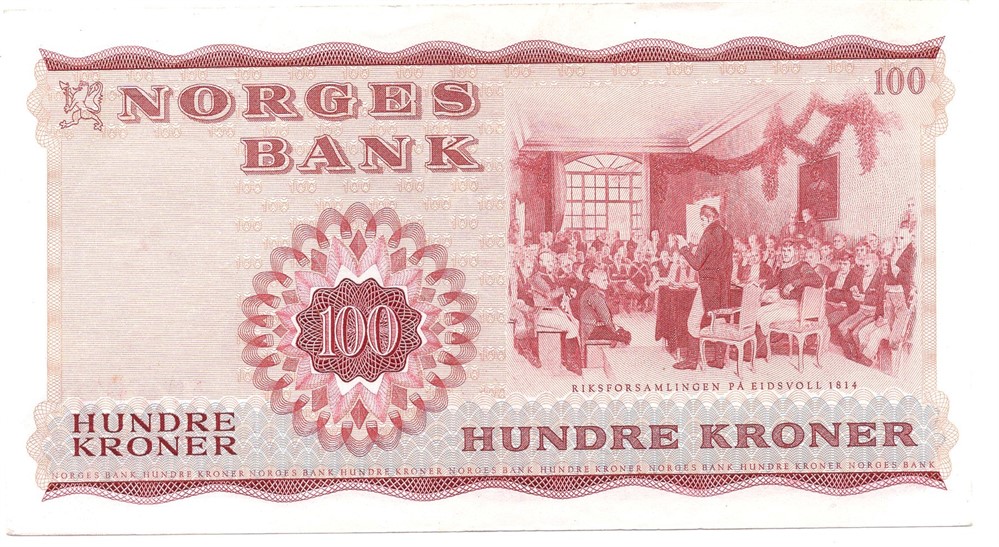 100 kroner 1971 Z.5339207. 5-million erstatningsseddel. Kv.01