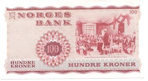 100 kroner 1971 Z.5339207. 5-million erstatningsseddel. Kv.01