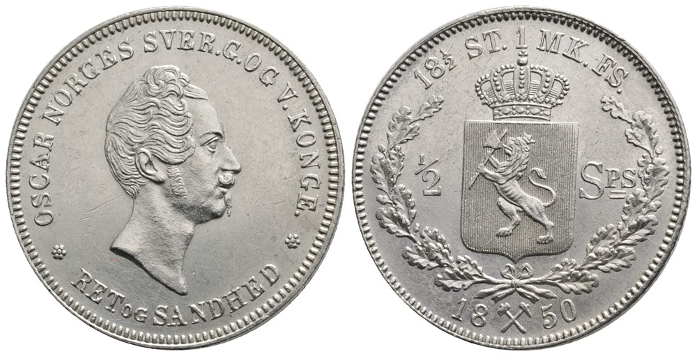 1/2 speciedaler 1850 Oscar I. Kv.0