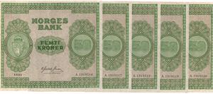 50 kroner 1945 A. I serie på 5. Kv.01