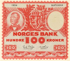 100 kroner 1954 D