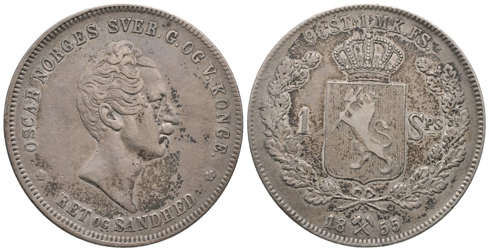 Speciedaler 1855 Oscar I. Kv.1/1+