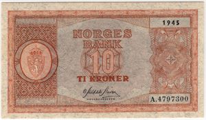 10 kroner 1945 A.4797300 66 EPQ