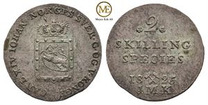 2 skilling 1825 Carl XIV Johan. Kv.0/01
