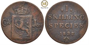 Skilling 1832 Carl XIV Johan. Kv.1/1+