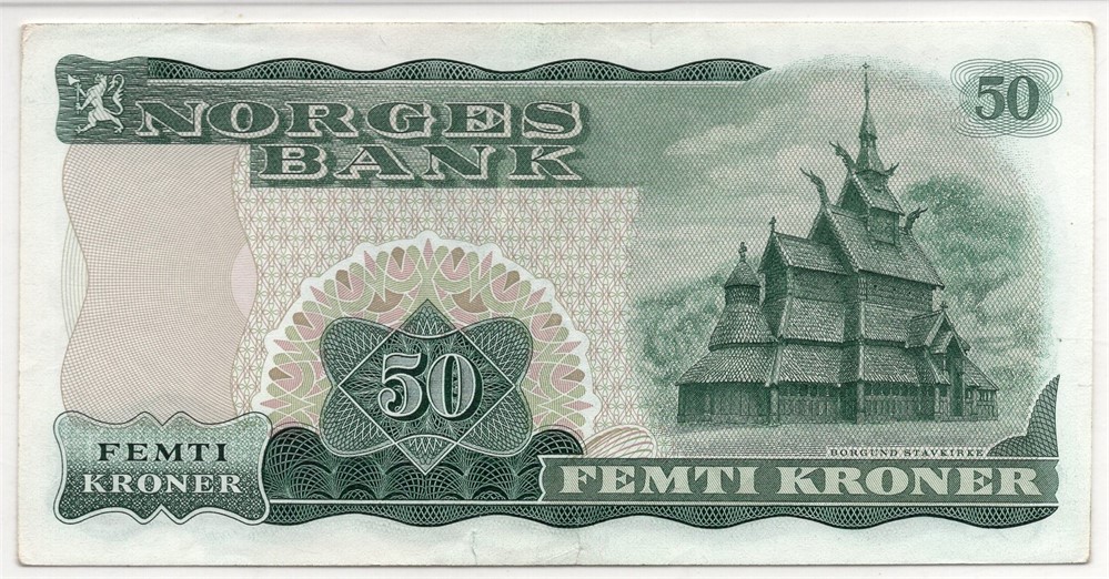 50 kroner 1972 X.3108294. Erstatningsseddel. Gradert til 55 about Unc. R-seddel. Kv.1+/01