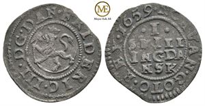 1 skilling 1659 Frederik III. Kv.1+/01