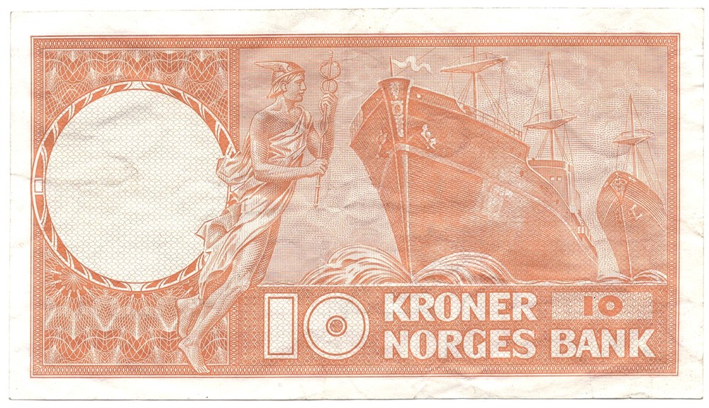 10 kroner 1972 Z.0020831 erstatningsseddel. Kv.1