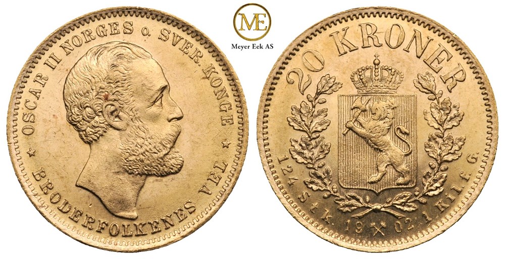 20 kroner 1902 Oscar II. Kv.0