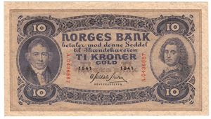 10 kroner 1941 A.0436587. Kv.01