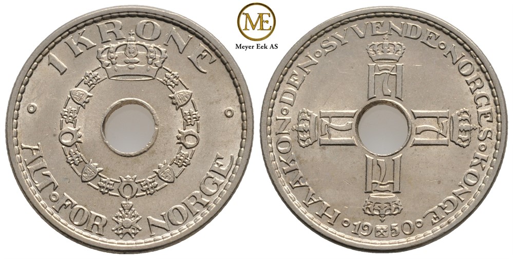 1 krone 1950 Haakon VII. Kv.0