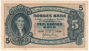 5 kroner 1940 R.9739197. Kv.0/01