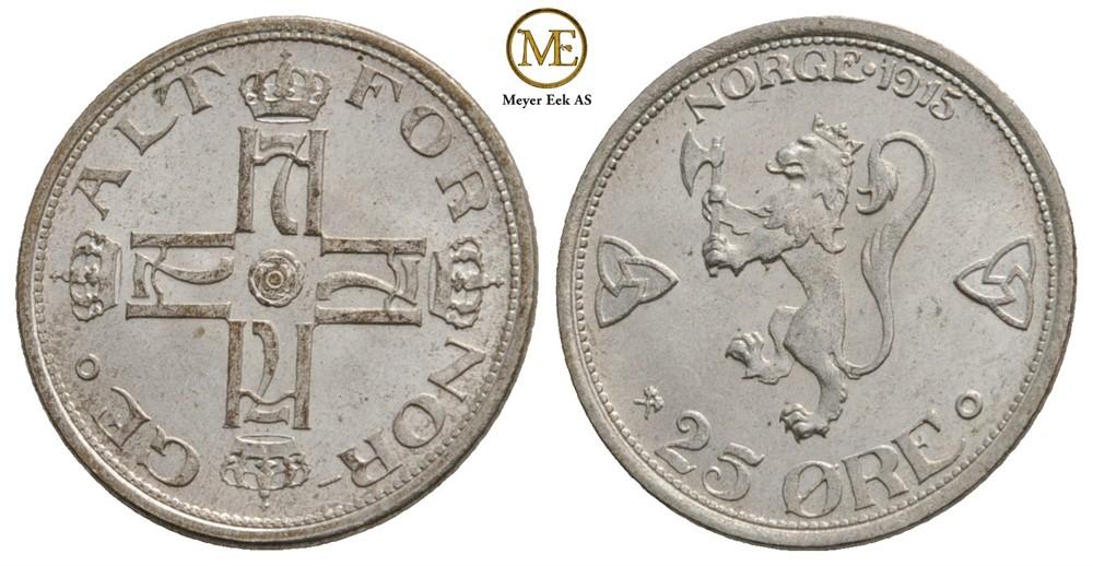 25 øre 1915 Haakon VII. Kv.0