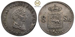 8 skilling 1825 Carl XIV Johan. Kv.01