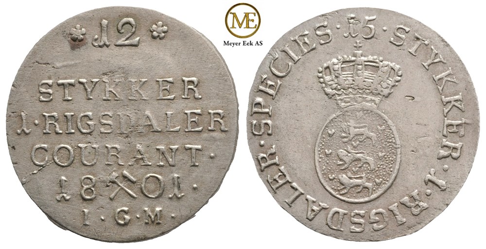 1/15 speciedaler 1801 Christian VII. Kv.1+