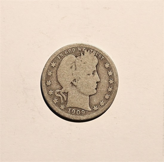 USA 1/4 dollar 1909 D kv. 1-