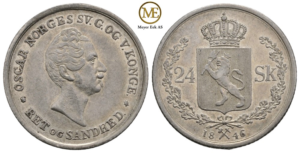 24 skilling 1846 Oscar I. Kv.1+/01