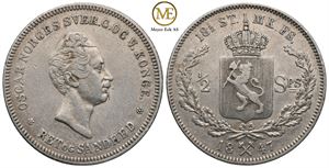 1/2 speciedaler 1847 Oscar I. Kv.1+